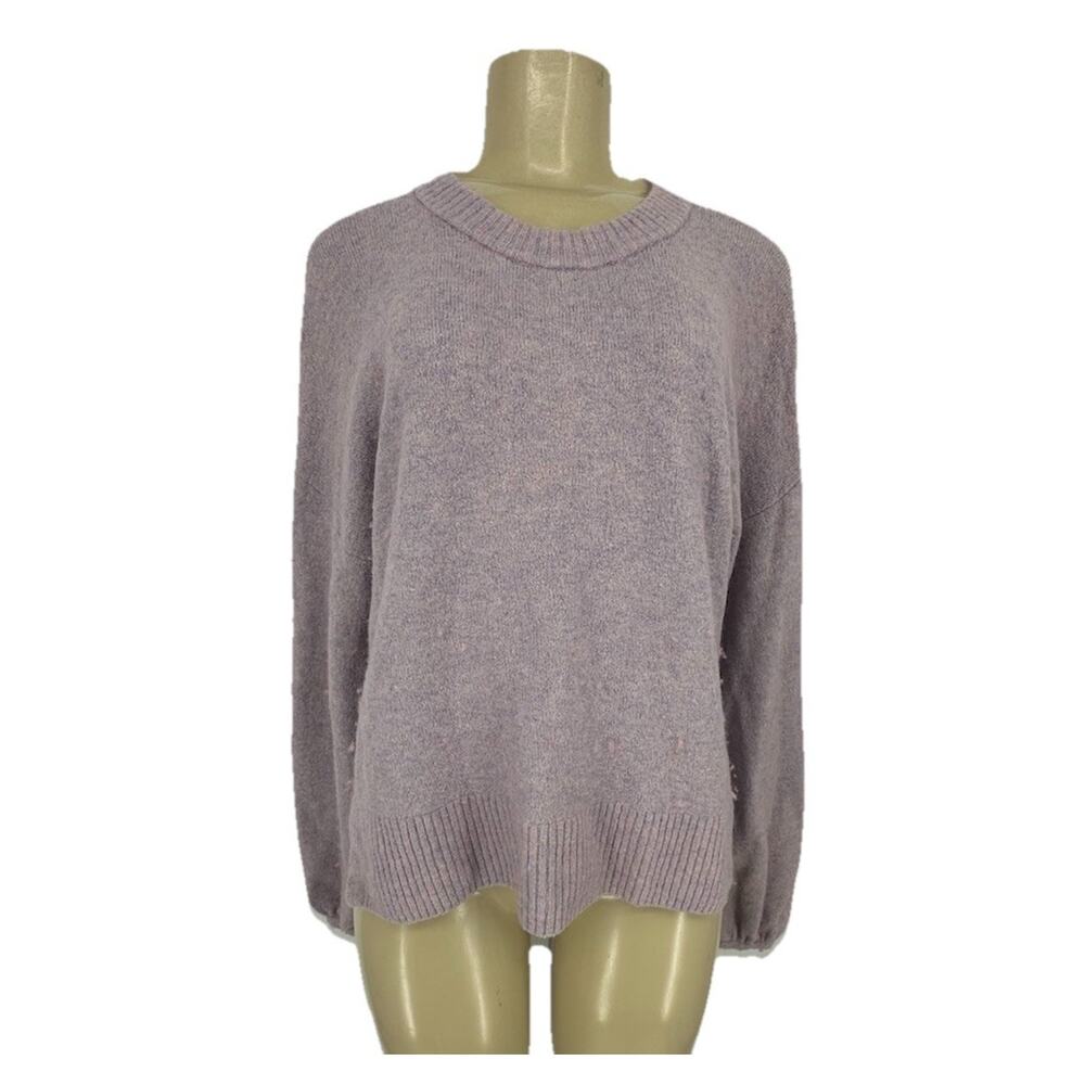 Madewell Large Women Payton Pullover Sweater in Coziest Yarn Heather Lilac K8-7